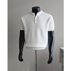 Men's Textured Short-Sleeve Knit Henley. Textured knit.