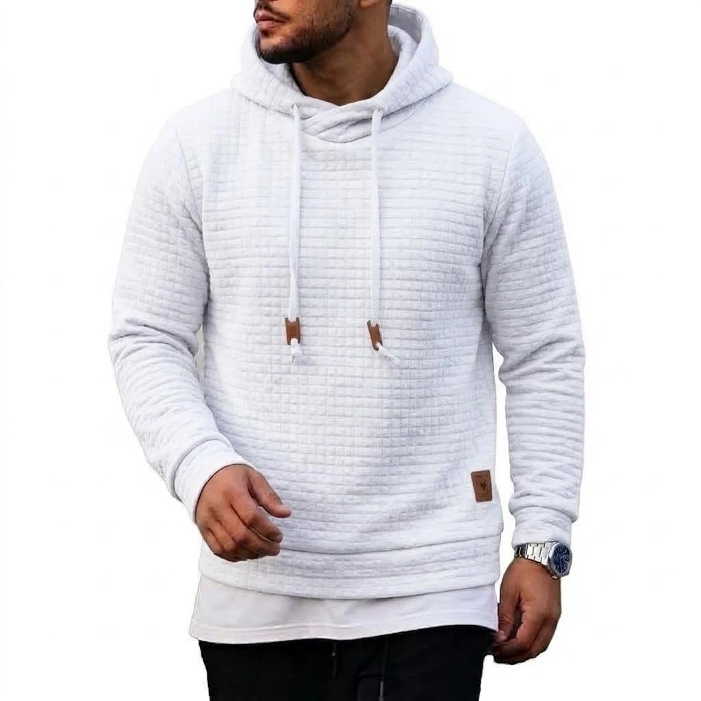 Men's Textured Waffle Pullover Hoodie. Textured waffle finish.
