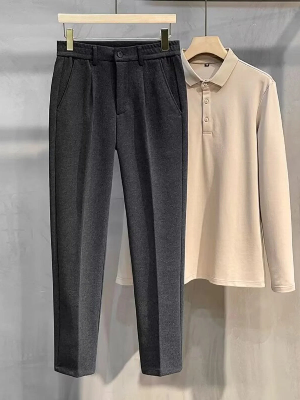 Men's Textured Straight-Leg Pleated Trousers. Textured finish on the pleated colour options.