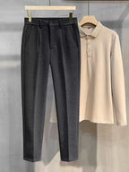 Men's Textured Straight-Leg Pleated Trousers. Textured finish on the pleated colour options.