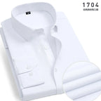 Men's Classic Stripe & Plain Pocket Shirt. Cotton-polyester blend.
