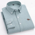 Men's Cotton Oxford Shirt in Plain, Stripe & Check. Oxford cotton fabric.