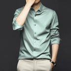 Men's Smooth Cotton-Blend Poplin Shirt. Cotton, rayon and polyester blend poplin.