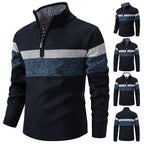 Men's Striped Winter Quarter-Zip Jumper. Quarter-zip fastening.