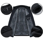 Men's Plush-Lined Quilted Puffer Jacket. Horizontal quilting with textured shoulder and chest panels.