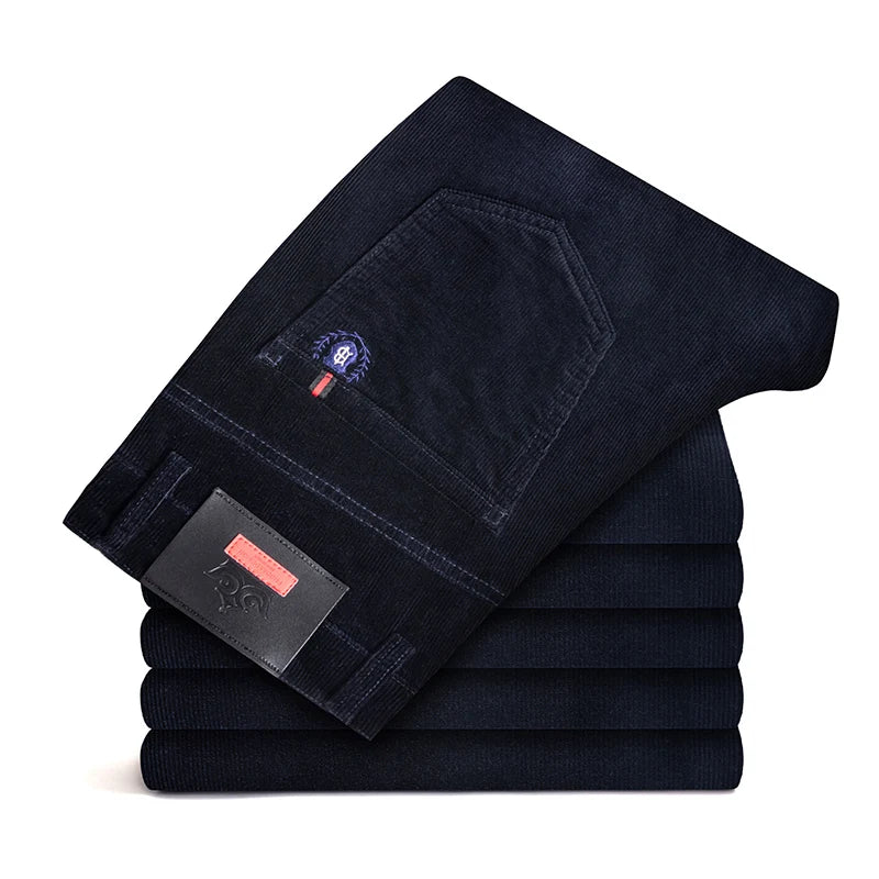 Men's Straight Corduroy Trousers. Fine corduroy texture.