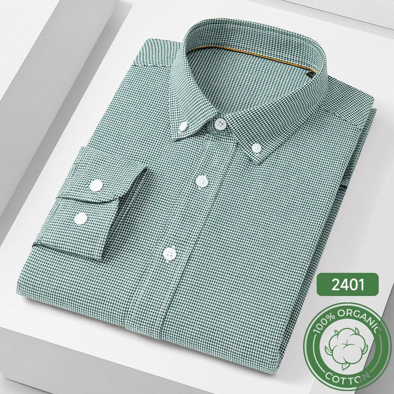 Men's Cotton Fine-Stripe & Check Shirt. 100% cotton.