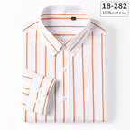 Men's Cotton Check & Stripe Button-Down Shirt. Button-down collar and button front.