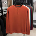 Men's Brushed Long-Sleeve Henley Top. Brushed finish.