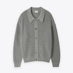 Men's Ribbed Shirt-Collar Cardigan. Pointed collar and button-through front.