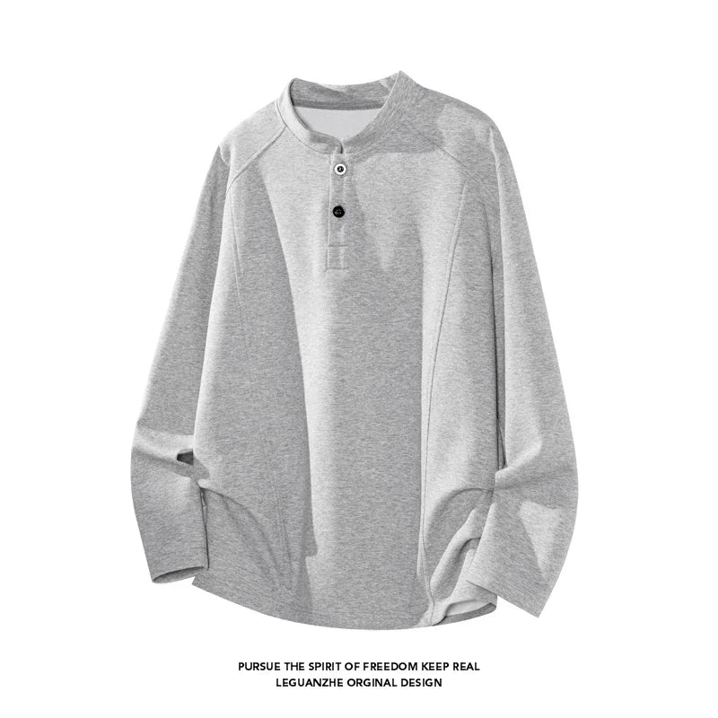 Men's Raglan Long-Sleeve Henley Top. Raglan sleeves.