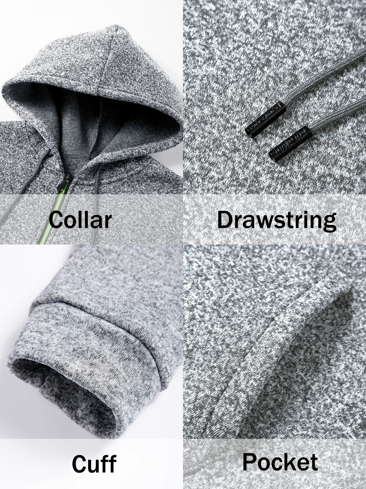 Men's Marl Fleece-Lined Zip Hoodie. Heather marl knit exterior.