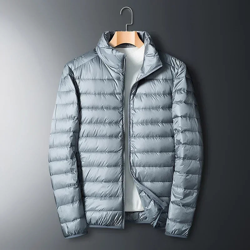 Men's Lightweight Stand-Collar Puffer Jacket. Lightweight quilted construction.