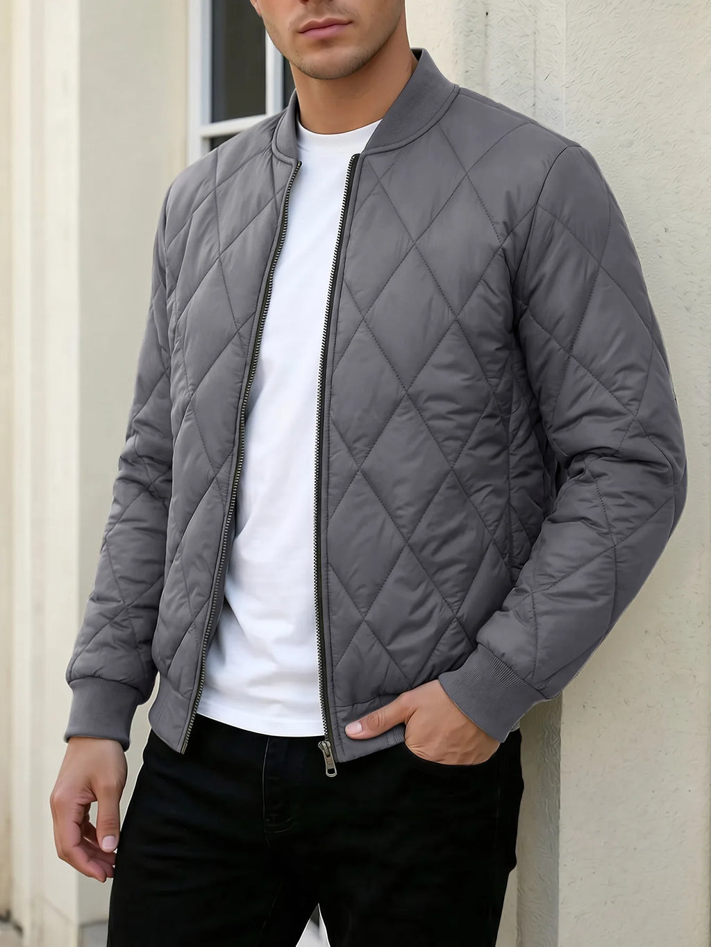 Men's Lightweight Diamond-Quilted Bomber. Diamond quilting.