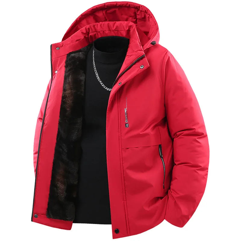 Men's Soft-Lined Hooded Winter Jacket. Hooded design.