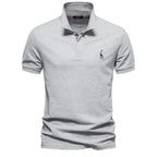 Men's Pique Polo With Giraffe Embroidery. Piqué texture.