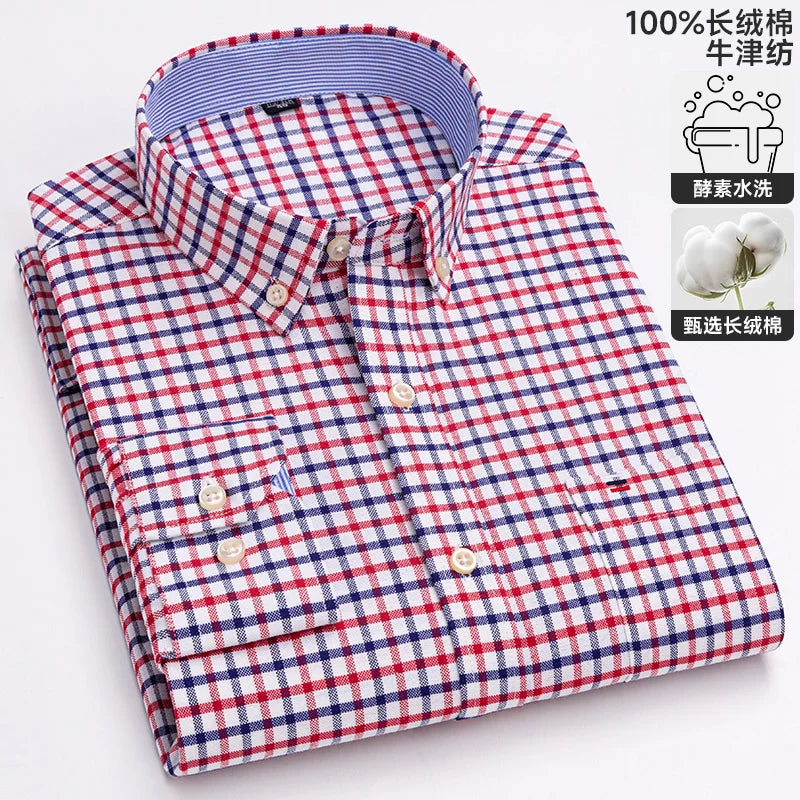 Men's Long-Sleeve Button-Down Oxford Shirt. 100% cotton Oxford fabric.