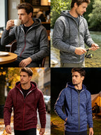 Men's Marl Fleece-Lined Zip Hoodie. Heather marl knit exterior.