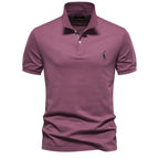 Men's Pique Polo With Giraffe Embroidery. Piqué texture.