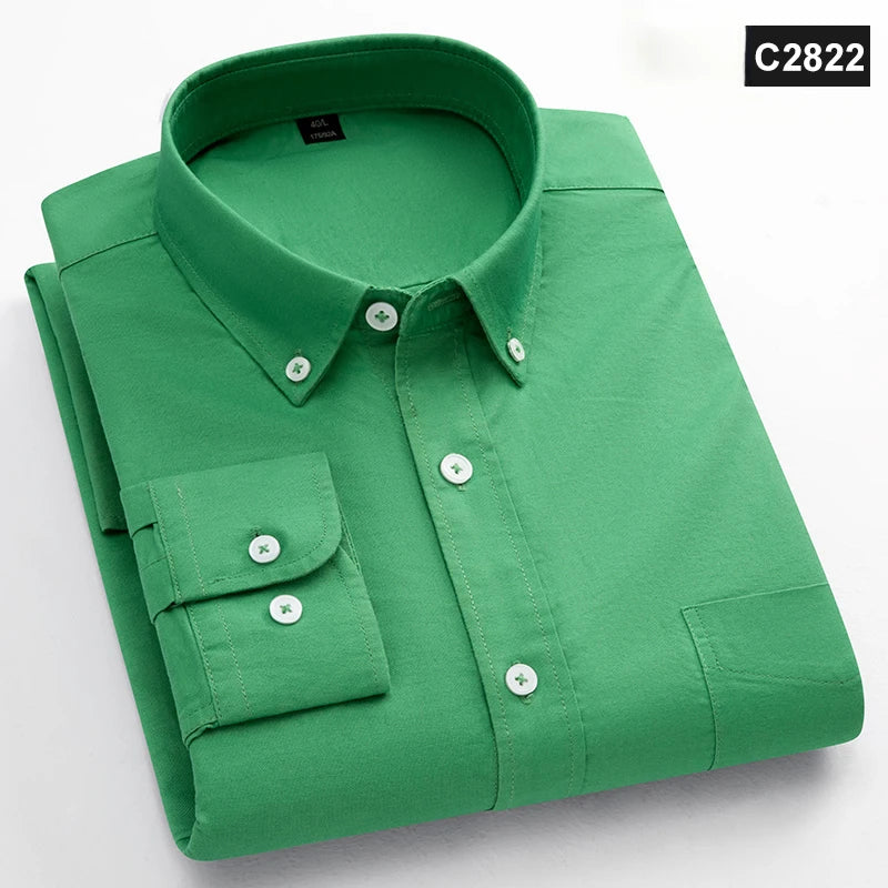 Men's Plain Cotton Oxford Shirt With Chest Pocket. 100% cotton Oxford fabric.