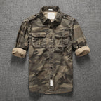 Men's Washed Cotton Safari Jacket. Button front and point collar.