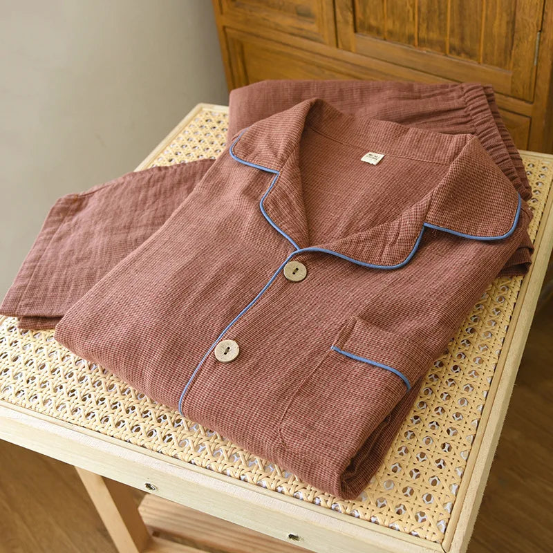 Men's Double-Gauze Cotton Pyjama Set. Double-gauze cotton.