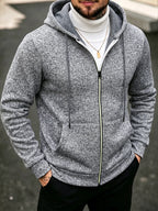 Men's Marl Fleece-Lined Zip Hoodie. Heather marl knit exterior.