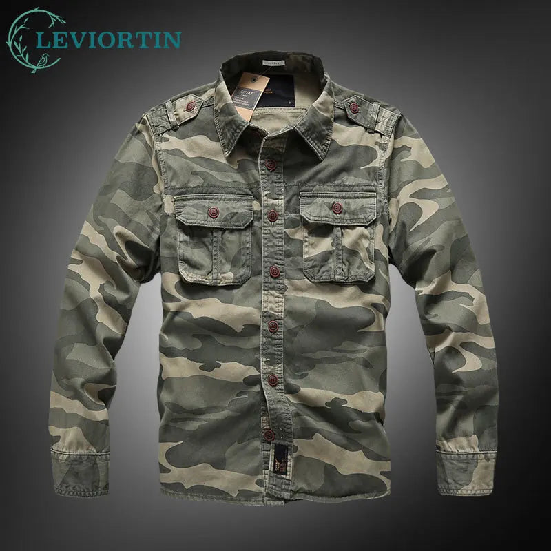 Men's Washed Cotton Safari Jacket. Button front and point collar.