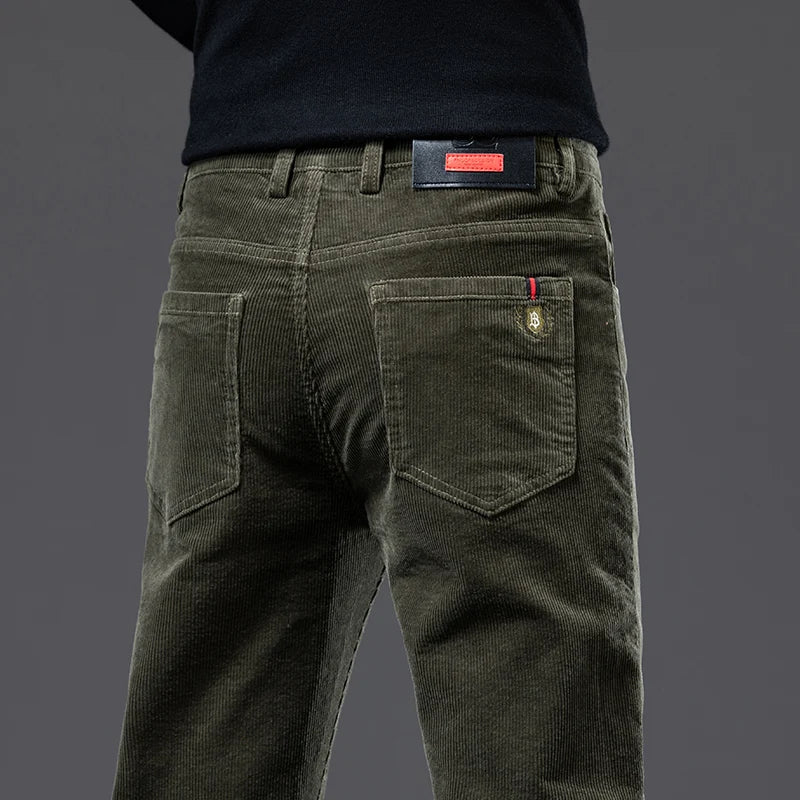 Men's Straight Corduroy Trousers. Fine corduroy texture.