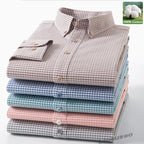 Men's Fine-Stripe Cotton Button-Down Shirt. 100% cotton.