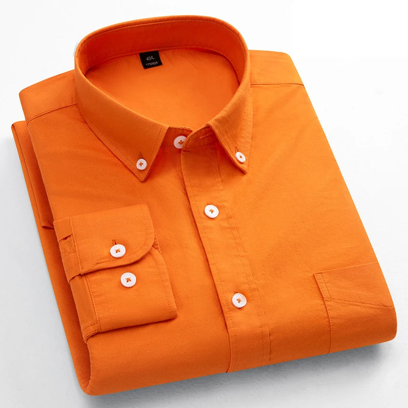 Men's Plain Cotton Oxford Shirt With Chest Pocket. 100% cotton Oxford fabric.