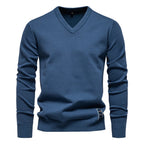 Men's Cotton-Blend V-Neck Jumper. 95% cotton, 5% elastane.