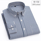 Men's Cotton Stripe & Check Collar Shirt. 100% cotton.