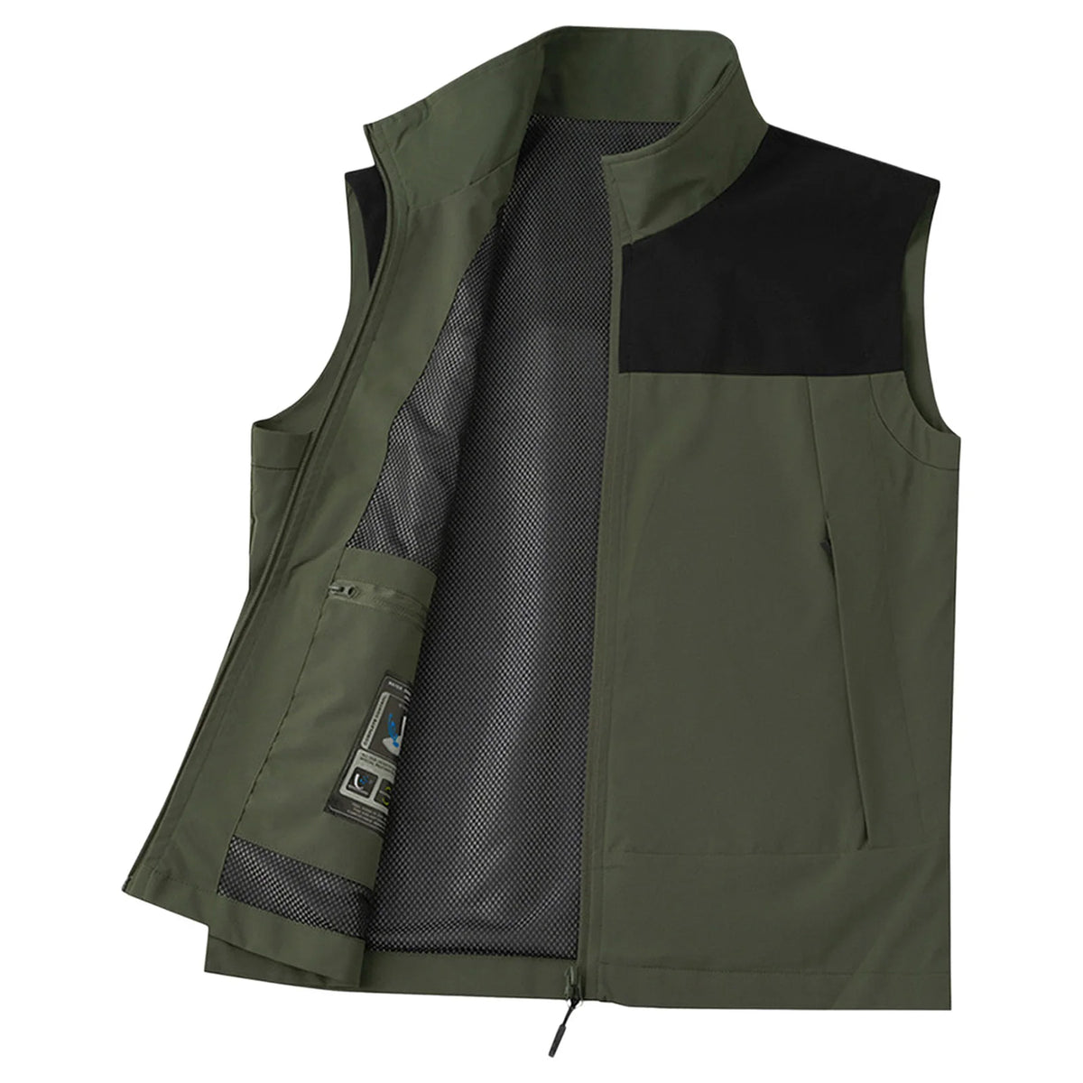 Men's Stand-Collar Zip-Front Golf Gilet. Stand collar.