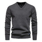 Men's Cotton-Blend V-Neck Jumper. 95% cotton, 5% elastane.