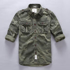 Men's Washed Cotton Safari Jacket. Button front and point collar.