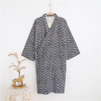 Men's Patterned Cotton Gauze Robe. Cotton gauze.