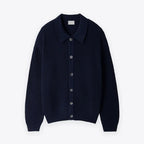 Men's Ribbed Shirt-Collar Cardigan. Pointed collar and button-through front.