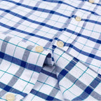 Men's Checked Short-Sleeve Oxford Shirt. 100% cotton Oxford fabric.