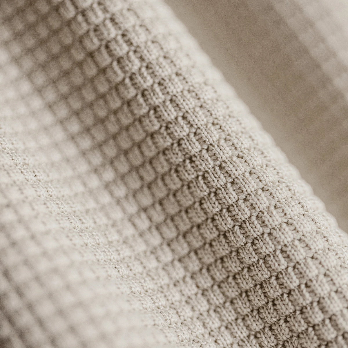 Men's Oversized Waffle Drawcord Sweatshirt. Fine waffle texture.