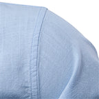 Men's Cotton Grandad-Collar Contrast Shirt. Grandad collar.