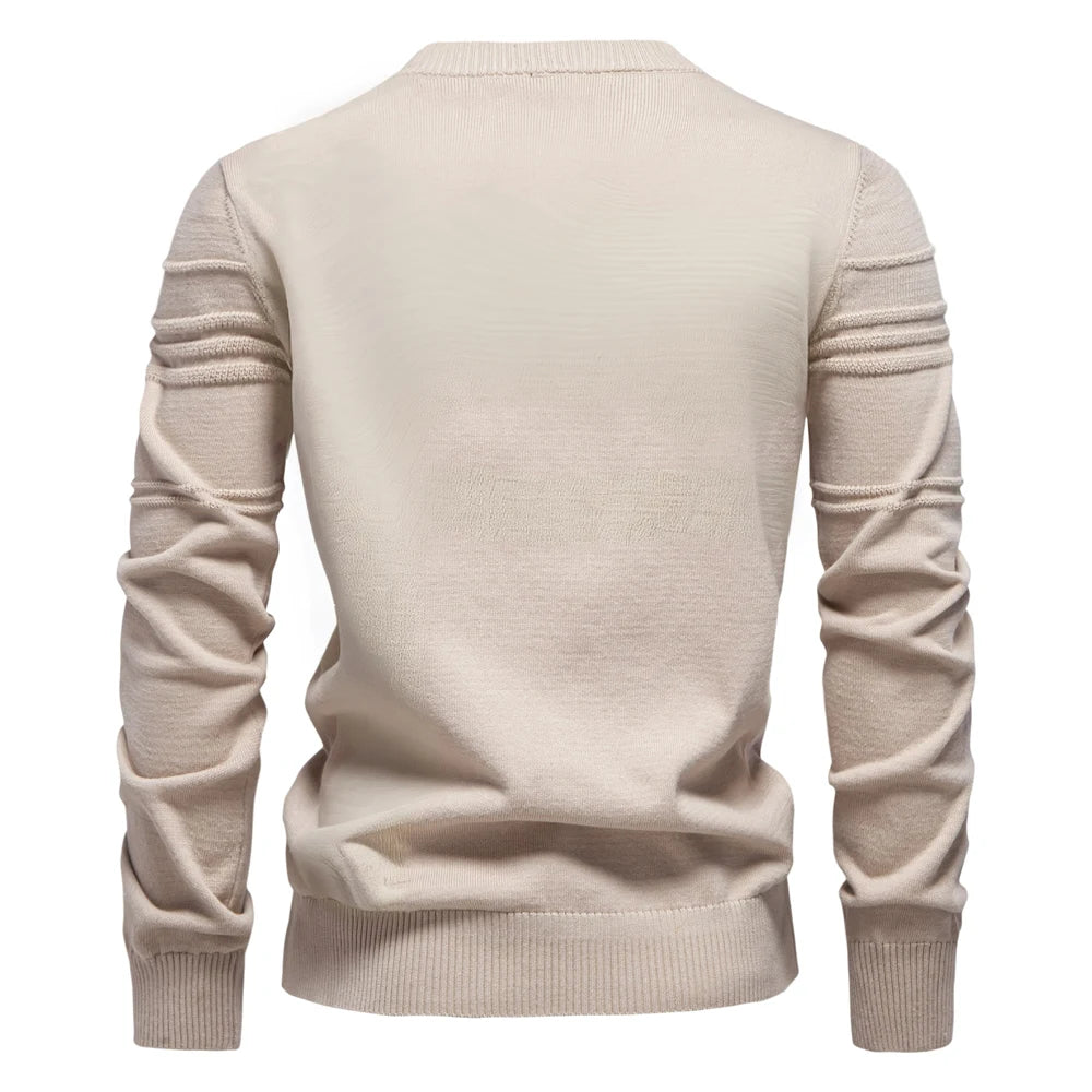 Men's Textured Stripe Crew-Neck Jumper. 95% cotton, 5% elastane.