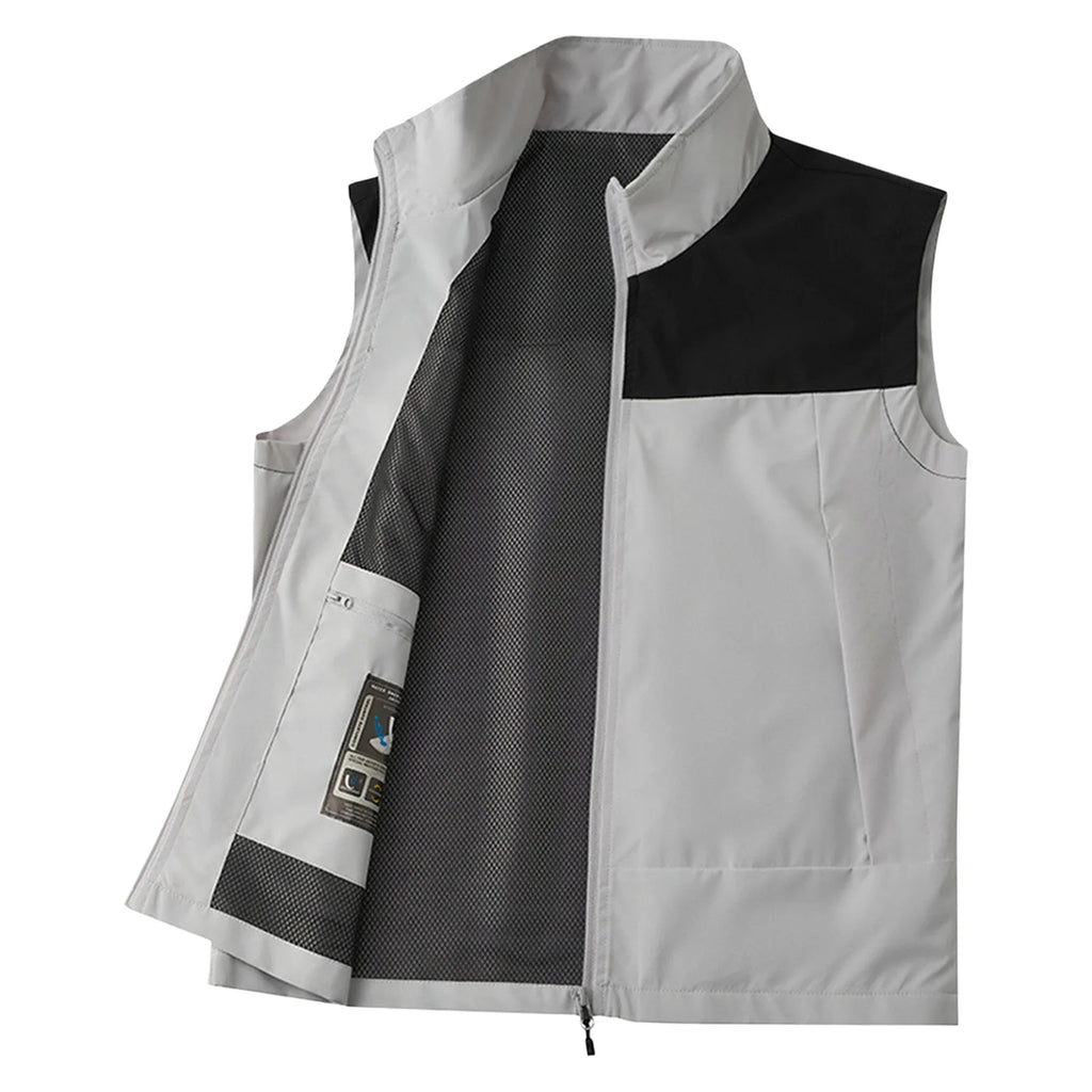 Men's Stand-Collar Zip-Front Golf Gilet. Stand collar.