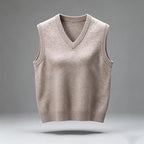 Men's Rib-Trim V-Neck Knit Vest. Sleeveless pullover design.