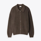 Men's Ribbed Shirt-Collar Cardigan. Pointed collar and button-through front.