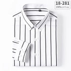 Men's Cotton Check & Stripe Button-Down Shirt. Button-down collar and button front.