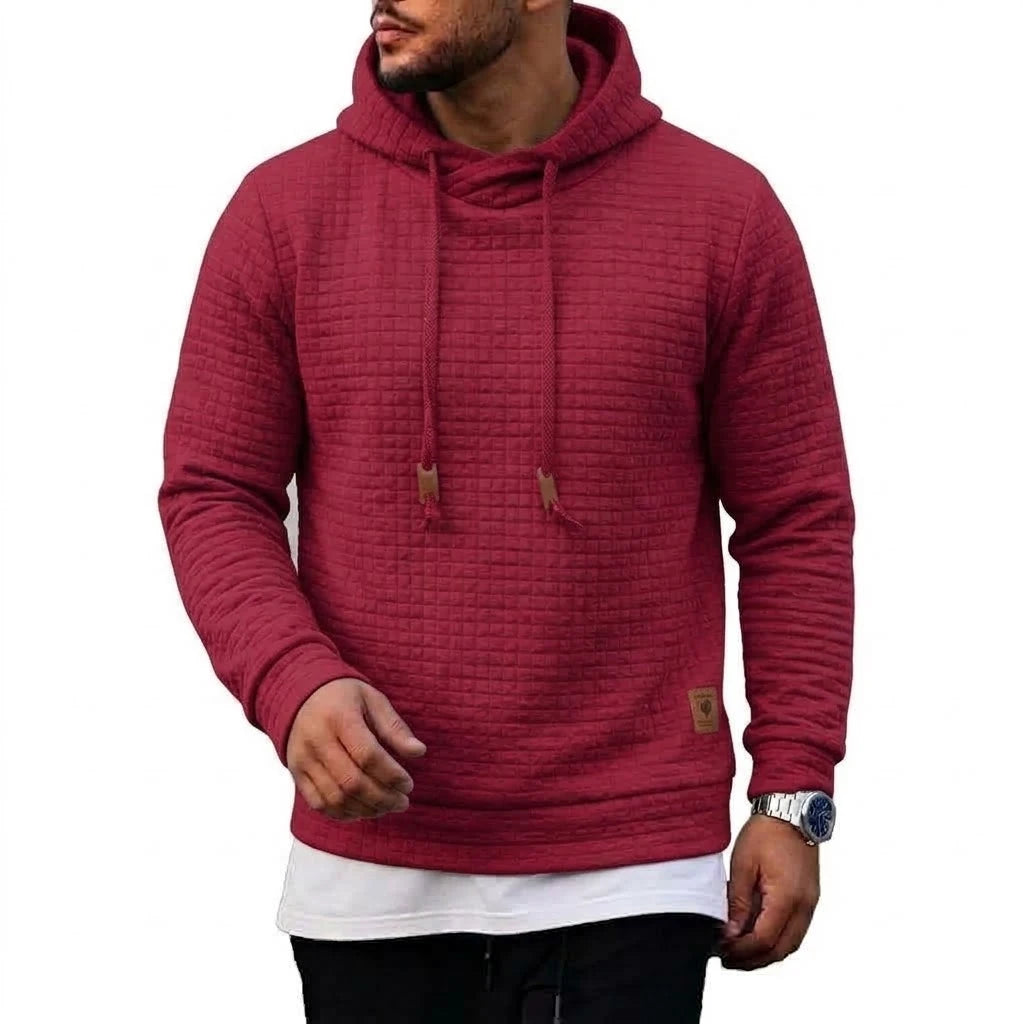 Men's Textured Waffle Pullover Hoodie. Textured waffle finish.