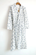 Men's Patterned Cotton Gauze Robe. Cotton gauze.