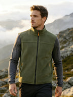Men's Stand-Collar Zip-Front Fleece Gilet. Fleece texture.