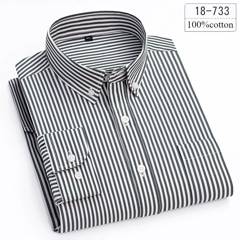 Men's Cotton Stripe & Check Collar Shirt. 100% cotton.